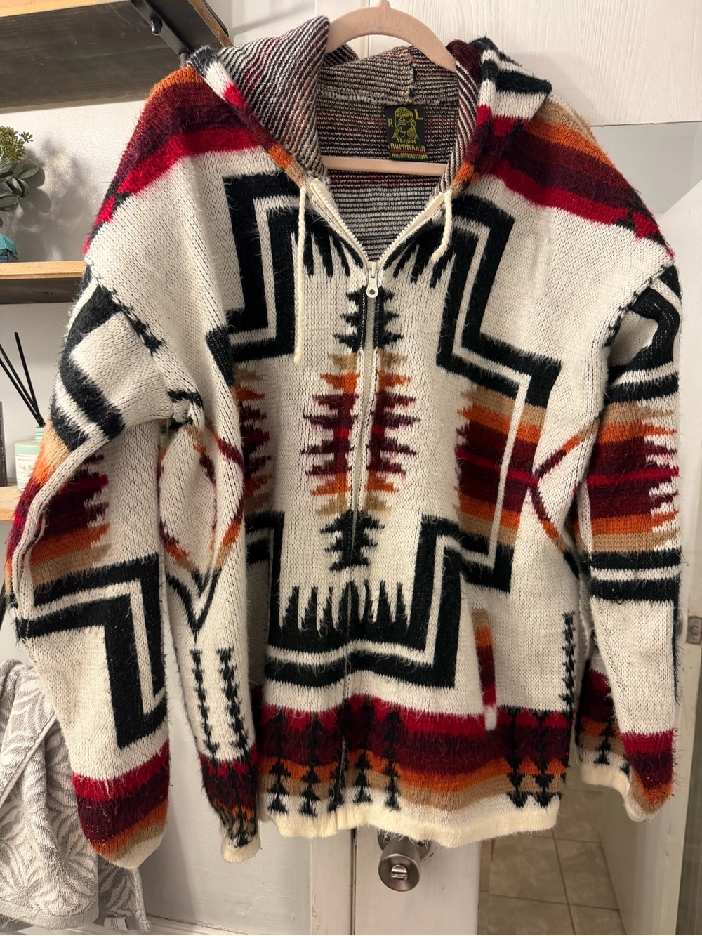 Vintage Alpaca Tejidos Rumiñahui Aztec Zip Sweater Jacket 90’s/Y2K
